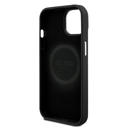iPhone 14 Kılıf Guess Orjinal Lisanslı M-safe Şarj Özellikli Grained Triangle Kapak