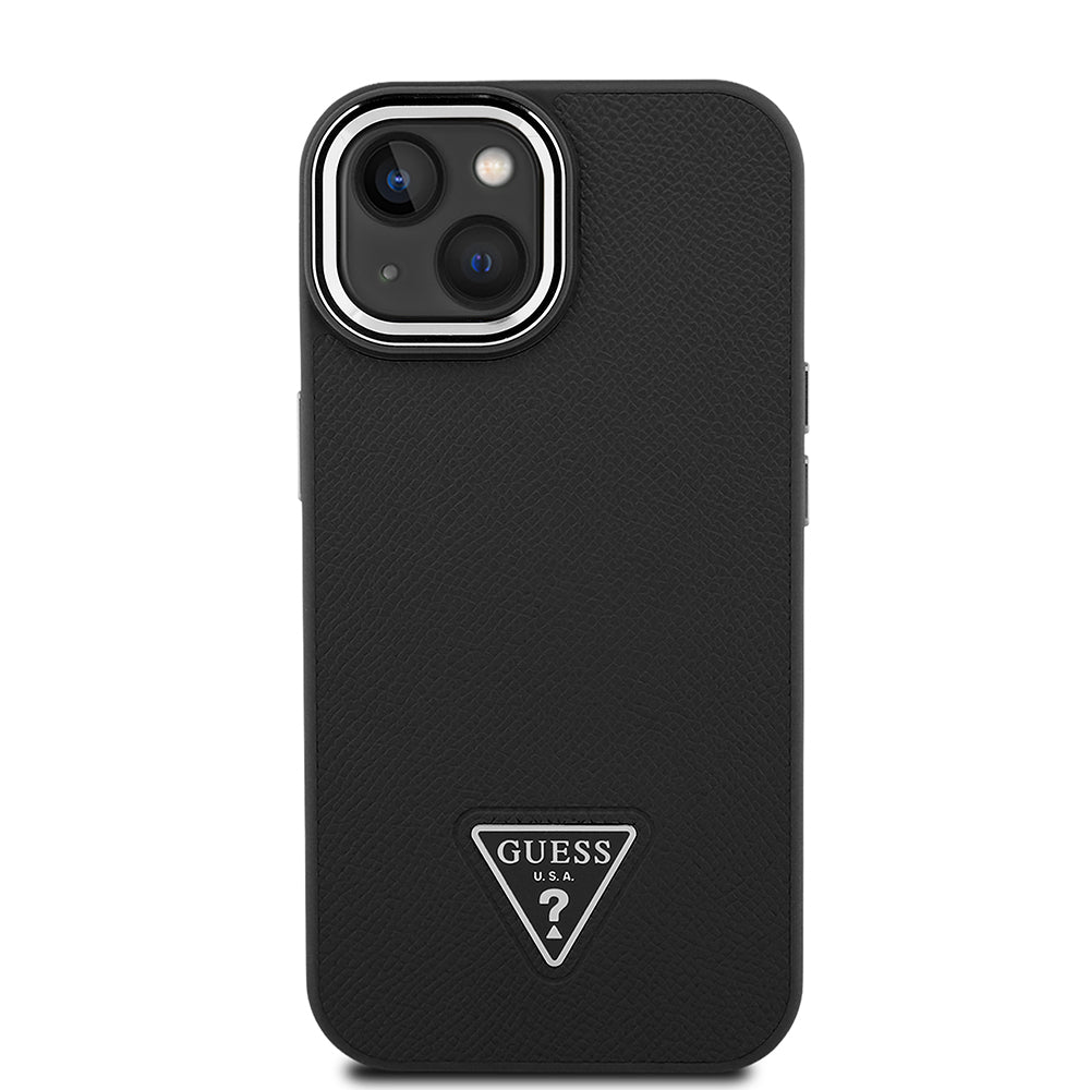 iPhone 14 Kılıf Guess Orjinal Lisanslı M-safe Şarj Özellikli Grained Triangle Kapak