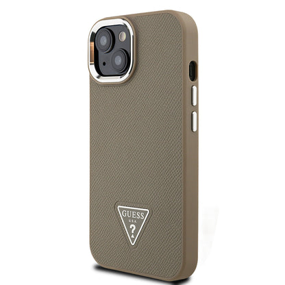 iPhone 14 Kılıf Guess Orjinal Lisanslı M-safe Şarj Özellikli Grained Triangle Kapak