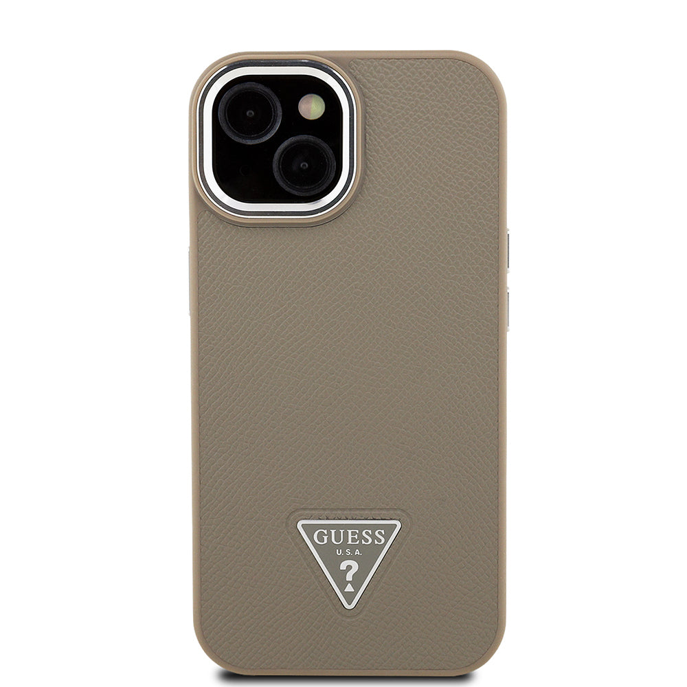 iPhone 14 Kılıf Guess Orjinal Lisanslı M-safe Şarj Özellikli Grained Triangle Kapak