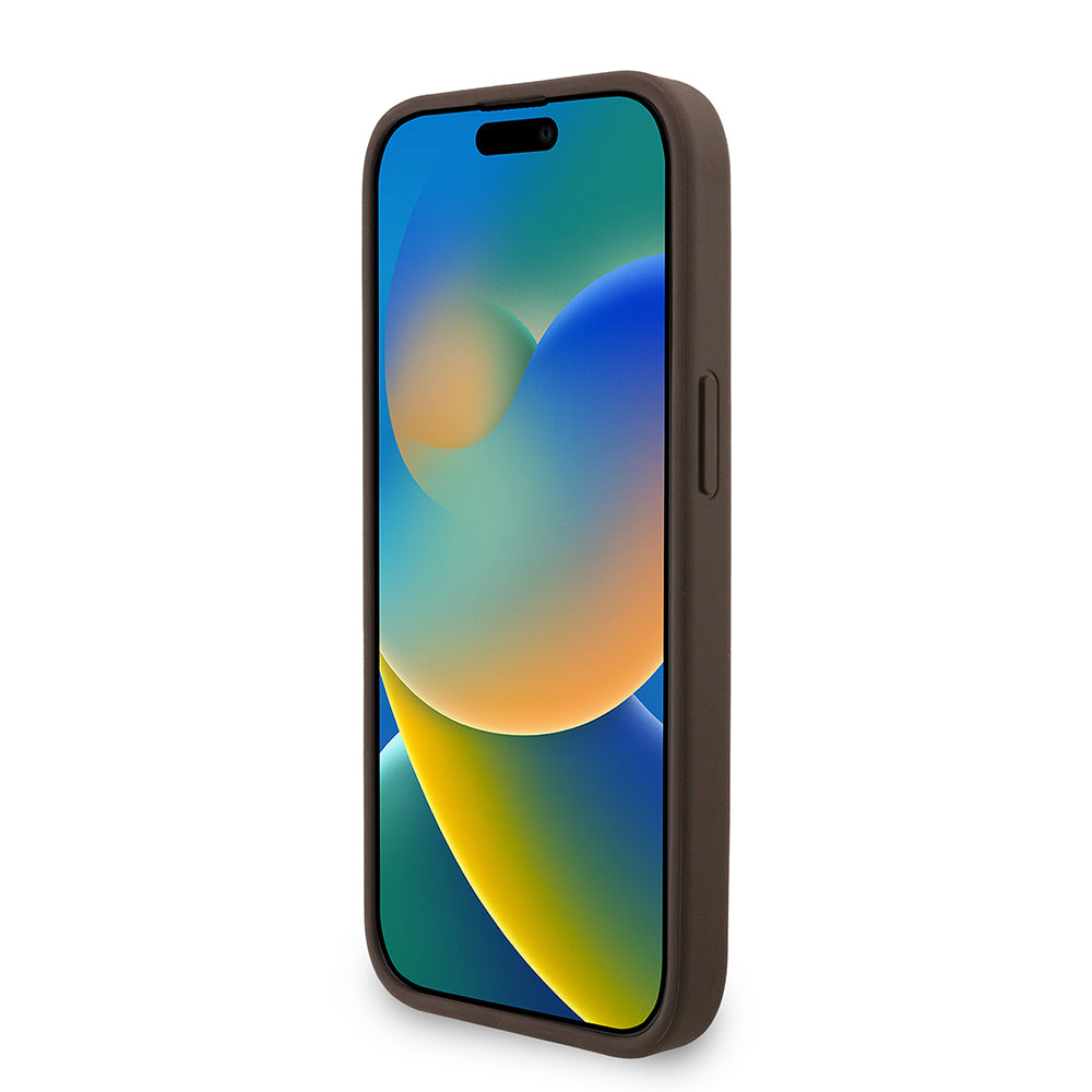 iPhone 14 Kılıf Guess Orjinal Lisanslı M-safe Şarj Özellikli PU Deri Bilek Askı İpli Yazı Logolu Kapak