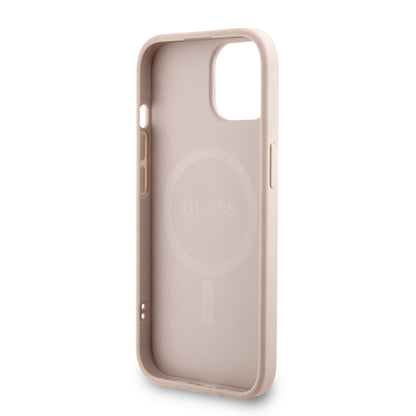 iPhone 14 Kılıf Guess Orjinal Lisanslı M-safe Şarj Özellikli PU Deri Bilek Askı İpli Yazı Logolu Kapak