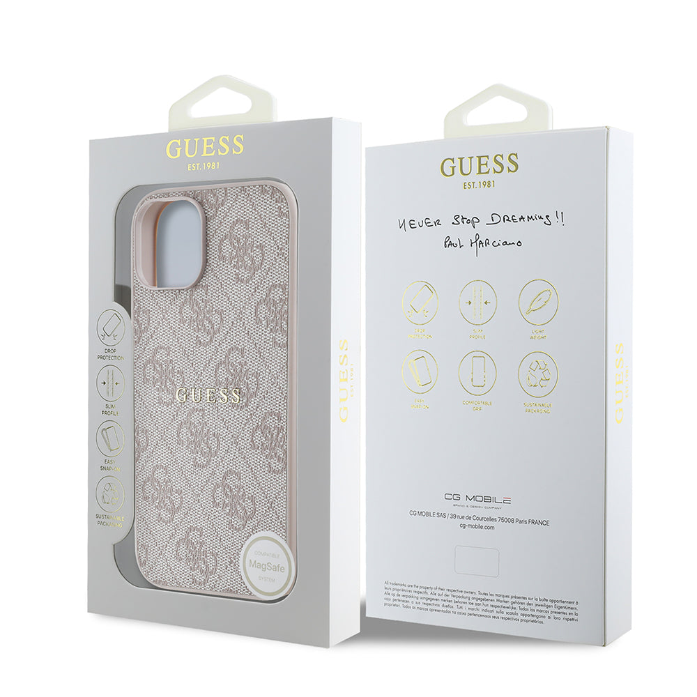 iPhone 14 Kılıf Guess Orjinal Lisanslı M-safe Şarj Özellikli 4G Desen Yazı Logolu Kapak