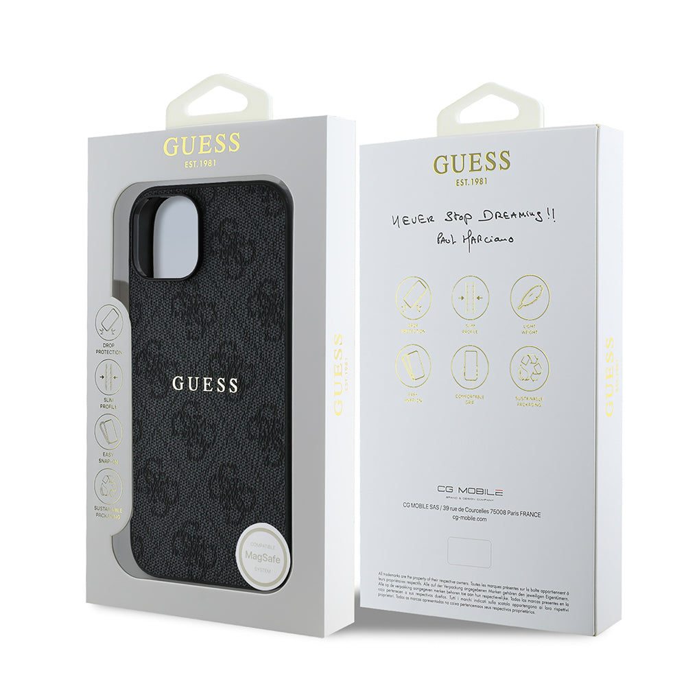 iPhone 14 Kılıf Guess Orjinal Lisanslı M-safe Şarj Özellikli 4G Desen Yazı Logolu Kapak