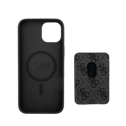 iPhone 14 Kılıf Guess Orjinal Lisanslı M-safe Şarj Özellikli 4G Desenli Çizgili Kartlıklı Kapak