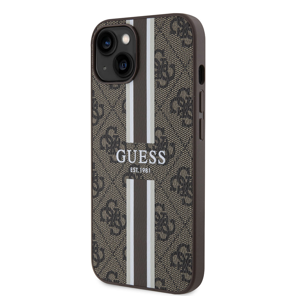 iPhone 14 Kılıf Guess Orjinal Lisanslı M-safe Şarj Özellikli 4G Şerit Tasarımlı Printed Kapak