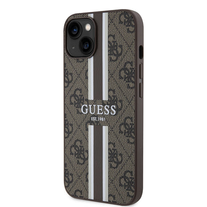 iPhone 14 Kılıf Guess Orjinal Lisanslı M-safe Şarj Özellikli 4G Şerit Tasarımlı Printed Kapak