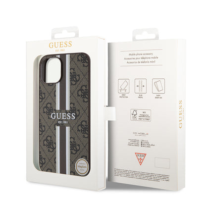 iPhone 14 Kılıf Guess Orjinal Lisanslı M-safe Şarj Özellikli 4G Şerit Tasarımlı Printed Kapak