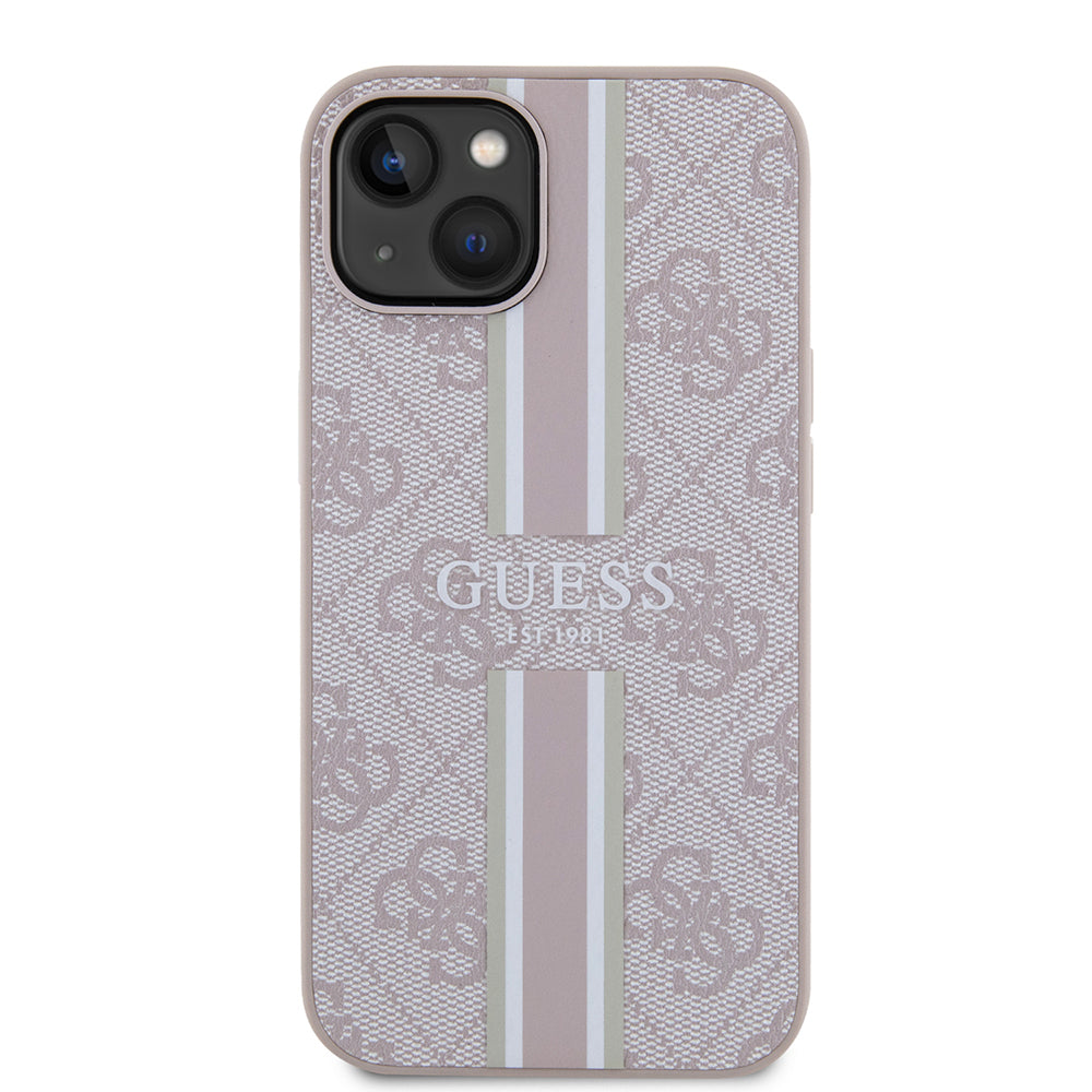 iPhone 14 Kılıf Guess Orjinal Lisanslı M-safe Şarj Özellikli 4G Şerit Tasarımlı Printed Kapak