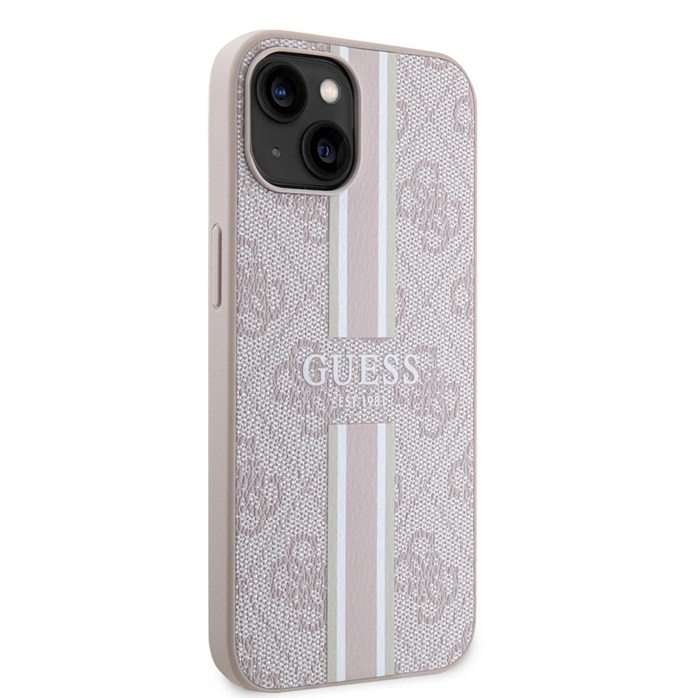 iPhone 14 Kılıf Guess Orjinal Lisanslı M-safe Şarj Özellikli 4G Şerit Tasarımlı Printed Kapak
