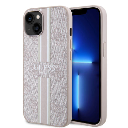 iPhone 14 Kılıf Guess Orjinal Lisanslı M-safe Şarj Özellikli 4G Şerit Tasarımlı Printed Kapak