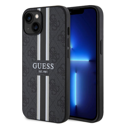 iPhone 14 Kılıf Guess Orjinal Lisanslı M-safe Şarj Özellikli 4G Şerit Tasarımlı Printed Kapak