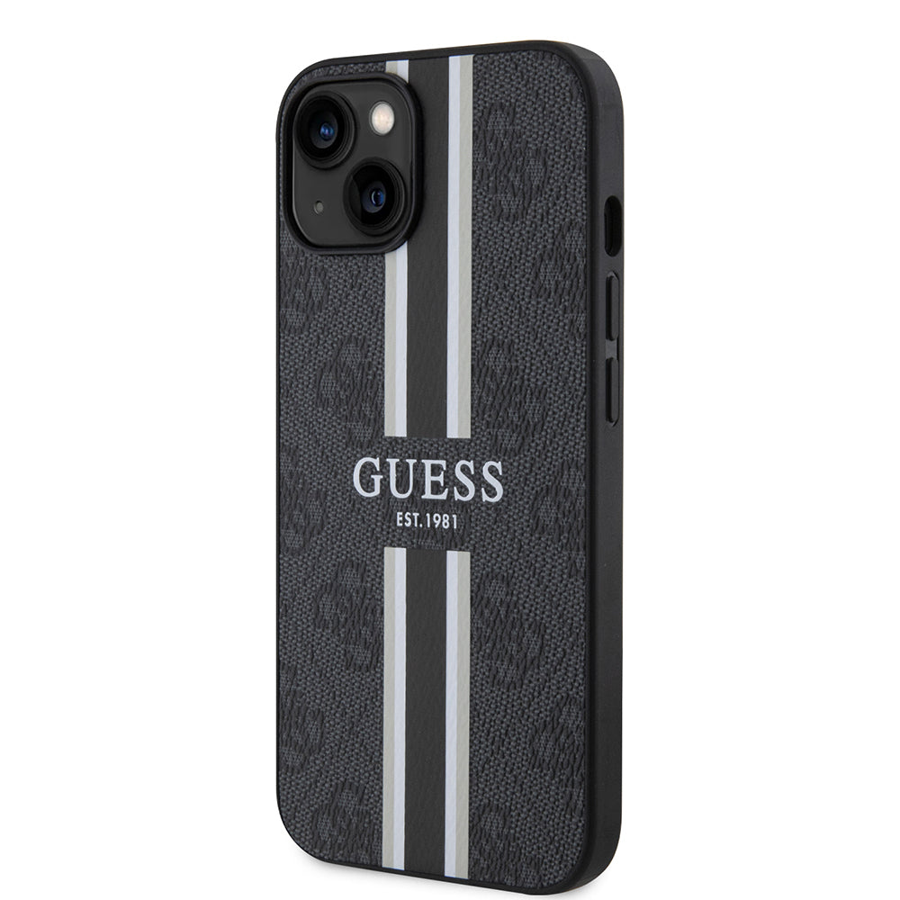 iPhone 14 Kılıf Guess Orjinal Lisanslı M-safe Şarj Özellikli 4G Şerit Tasarımlı Printed Kapak
