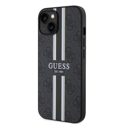 iPhone 14 Kılıf Guess Orjinal Lisanslı M-safe Şarj Özellikli 4G Şerit Tasarımlı Printed Kapak