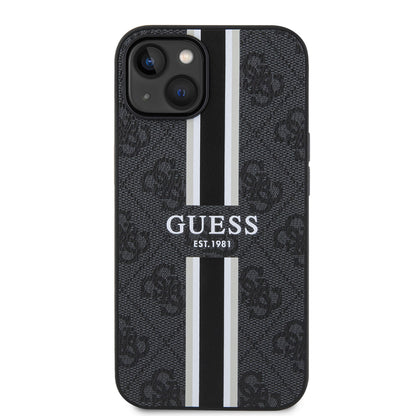 iPhone 14 Kılıf Guess Orjinal Lisanslı M-safe Şarj Özellikli 4G Şerit Tasarımlı Printed Kapak