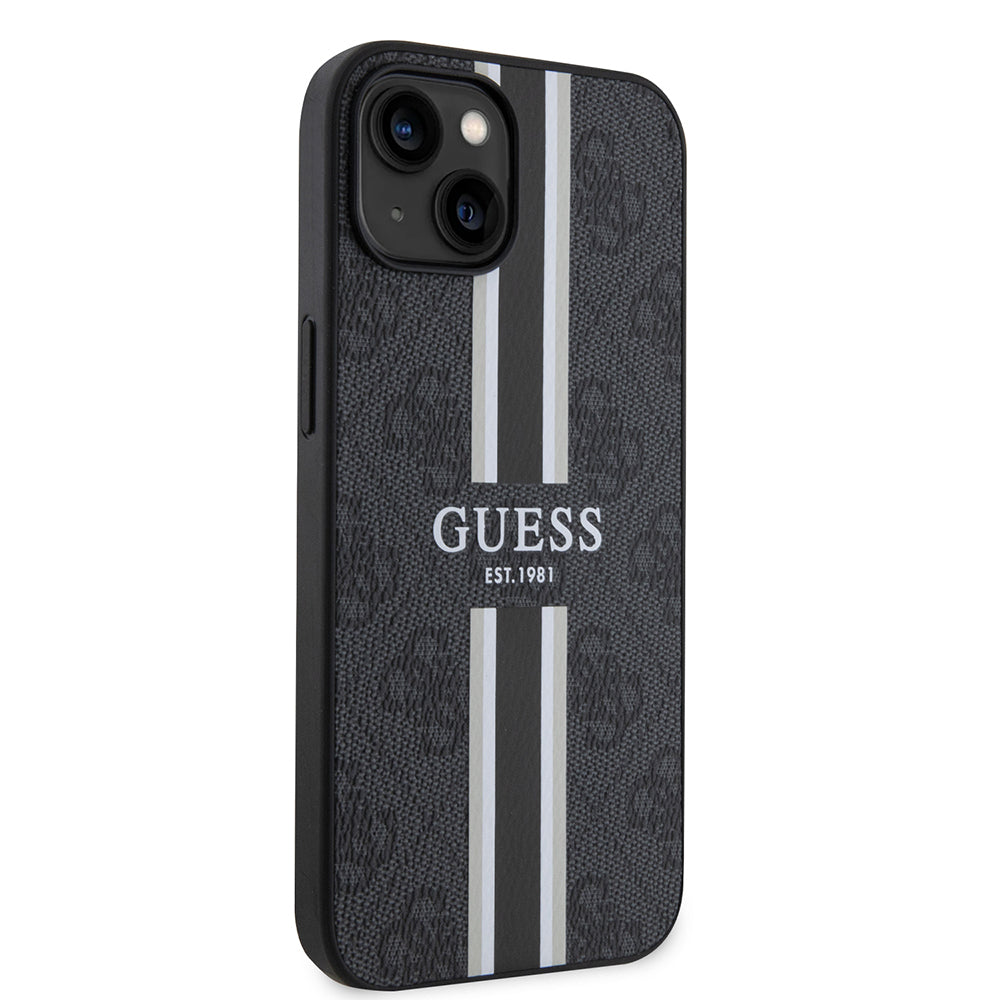 iPhone 14 Kılıf Guess Orjinal Lisanslı M-safe Şarj Özellikli 4G Şerit Tasarımlı Printed Kapak