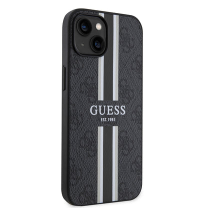 iPhone 14 Kılıf Guess Orjinal Lisanslı M-safe Şarj Özellikli 4G Şerit Tasarımlı Printed Kapak