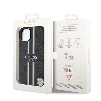 iPhone 14 Kılıf Guess Orjinal Lisanslı M-safe Şarj Özellikli 4G Şerit Tasarımlı Printed Kapak