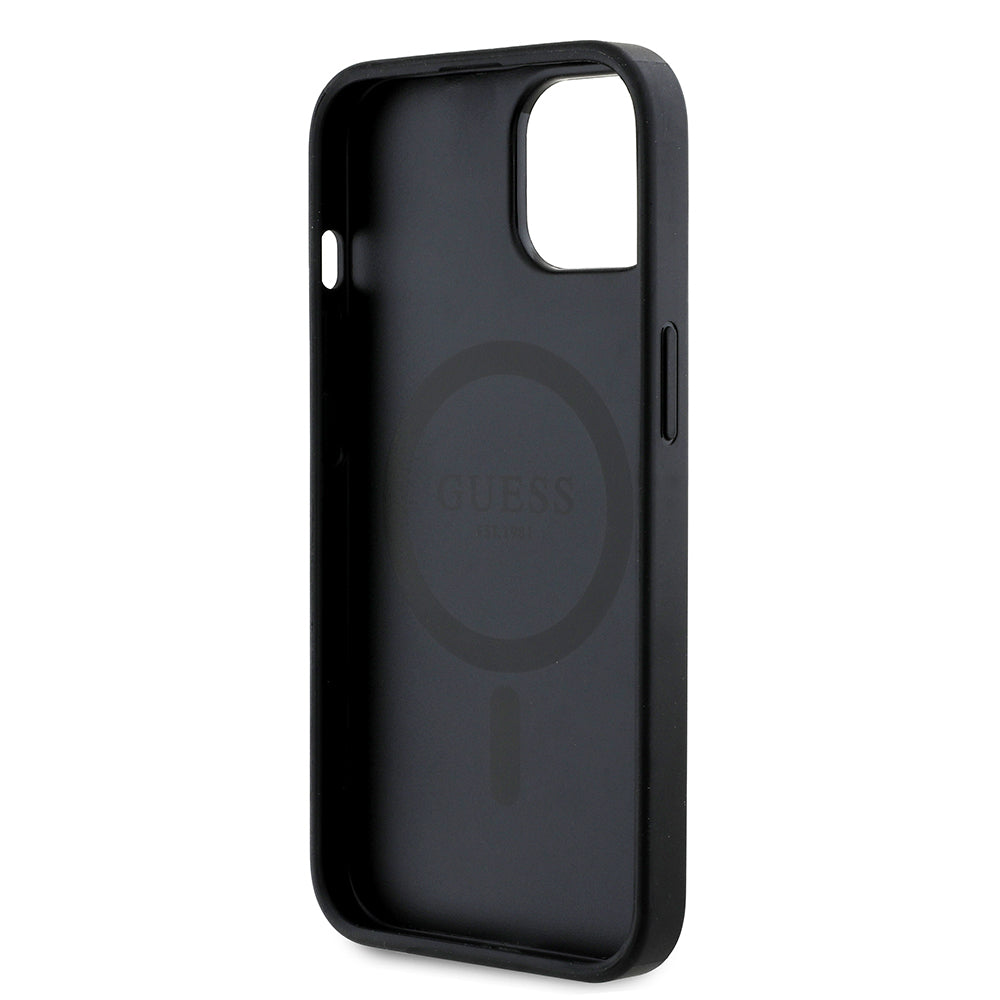 iPhone 14 Kılıf Guess Orjinal Lisanslı M-safe Şarj Özellikli Gül Baskılı 4G Desenli Yazı Logolu Kapak