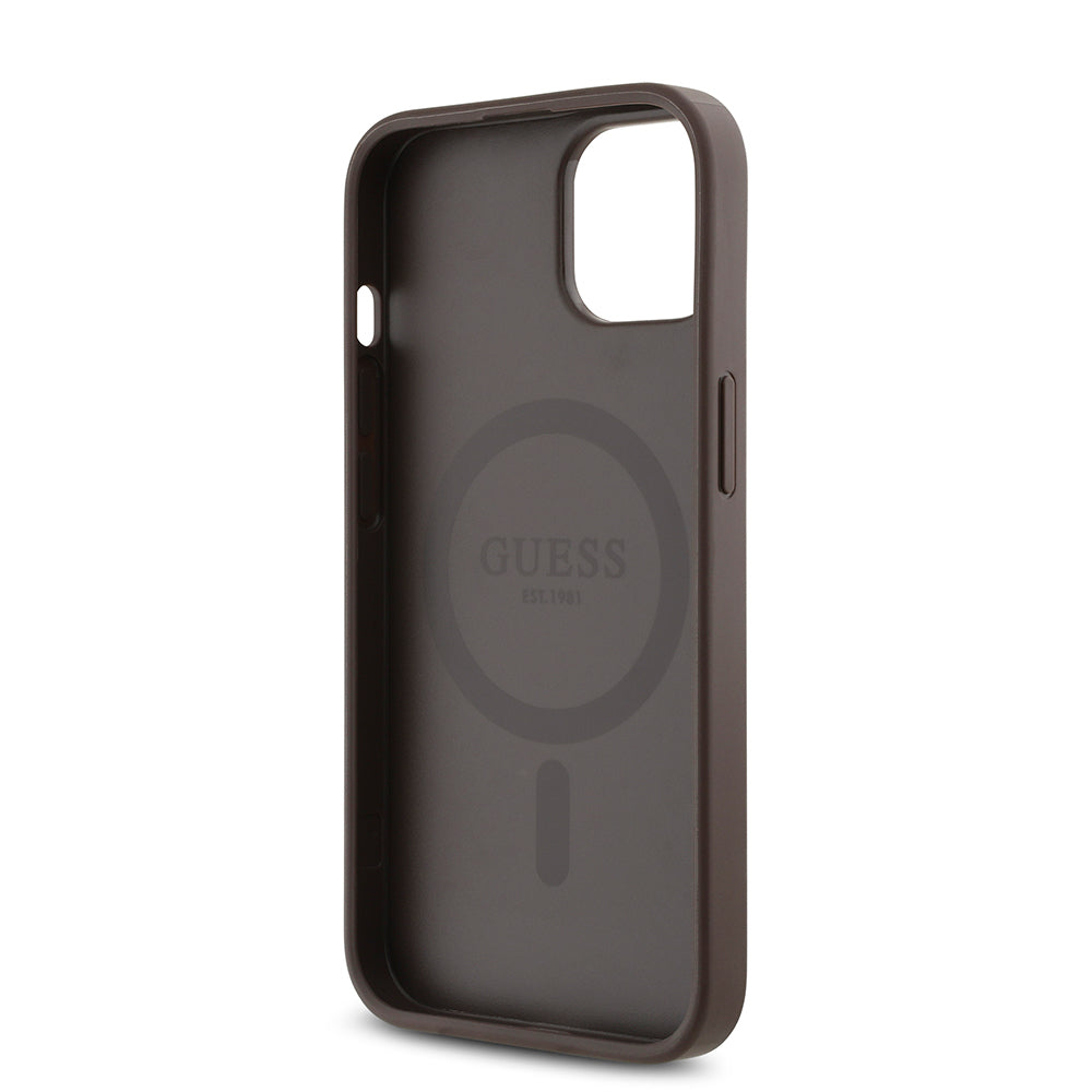 iPhone 14 Kılıf Guess Orjinal Lisanslı M-safe Şarj Özellikli Gül Baskılı 4G Desenli Yazı Logolu Kapak