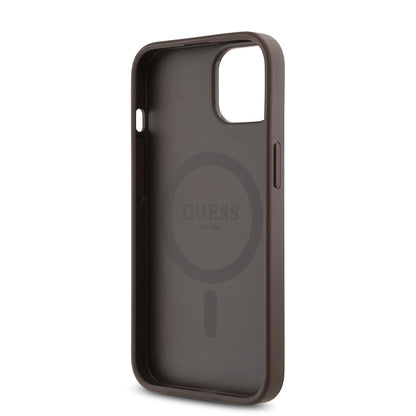 iPhone 14 Kılıf Guess Orjinal Lisanslı M-safe Şarj Özellikli Gül Baskılı 4G Desenli Yazı Logolu Kapak