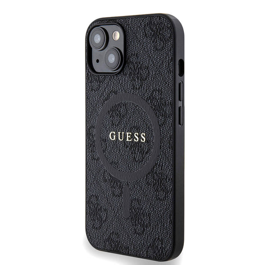 iPhone 14 Kılıf Guess Orjinal Lisanslı M-safe Şarj Özellikli PU Halkalı 4G Desenli Yazı Logolu Kapak