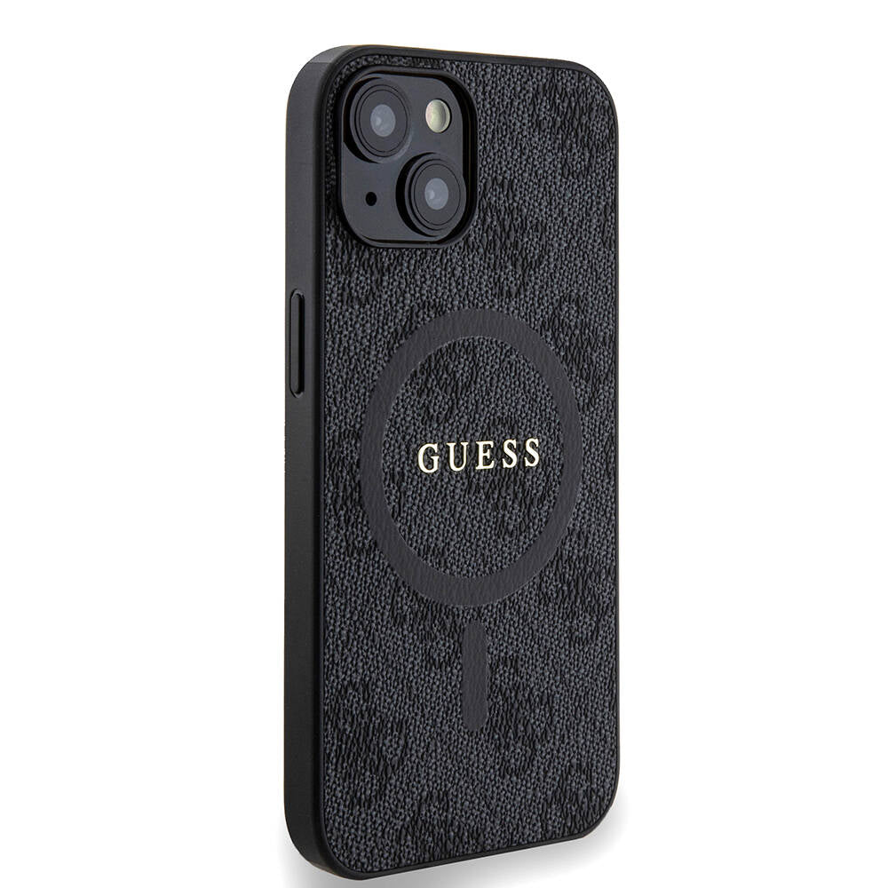 iPhone 14 Kılıf Guess Orjinal Lisanslı M-safe Şarj Özellikli PU Halkalı 4G Desenli Yazı Logolu Kapak