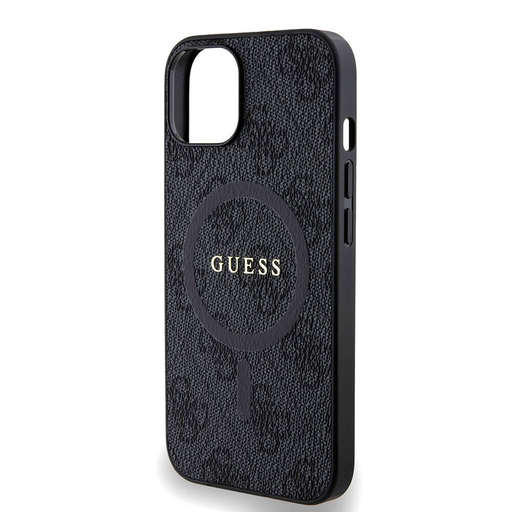 iPhone 14 Kılıf Guess Orjinal Lisanslı M-safe Şarj Özellikli PU Halkalı 4G Desenli Yazı Logolu Kapak