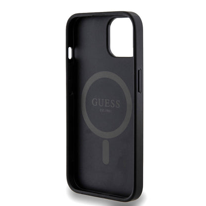 iPhone 14 Kılıf Guess Orjinal Lisanslı M-safe Şarj Özellikli PU Halkalı 4G Desenli Yazı Logolu Kapak