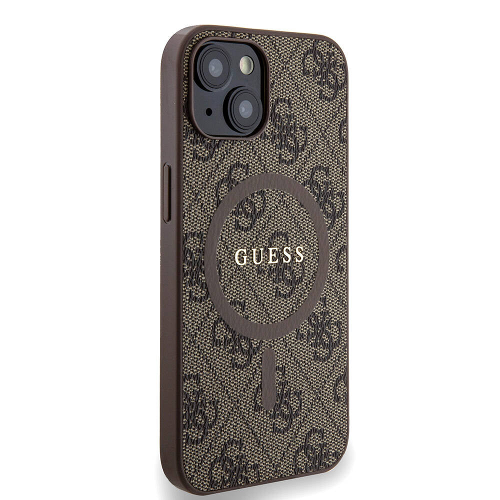 iPhone 14 Kılıf Guess Orjinal Lisanslı M-safe Şarj Özellikli PU Halkalı 4G Desenli Yazı Logolu Kapak