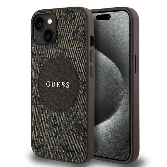 iPhone 14 Kılıf Guess Orjinal Lisanslı M-safe Şarj Özellikli Yazı Logolu Circle Classic Kapak