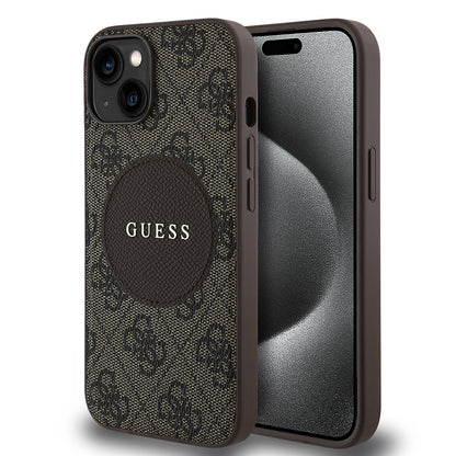 iPhone 14 Kılıf Guess Orjinal Lisanslı M-safe Şarj Özellikli Yazı Logolu Circle Classic Kapak