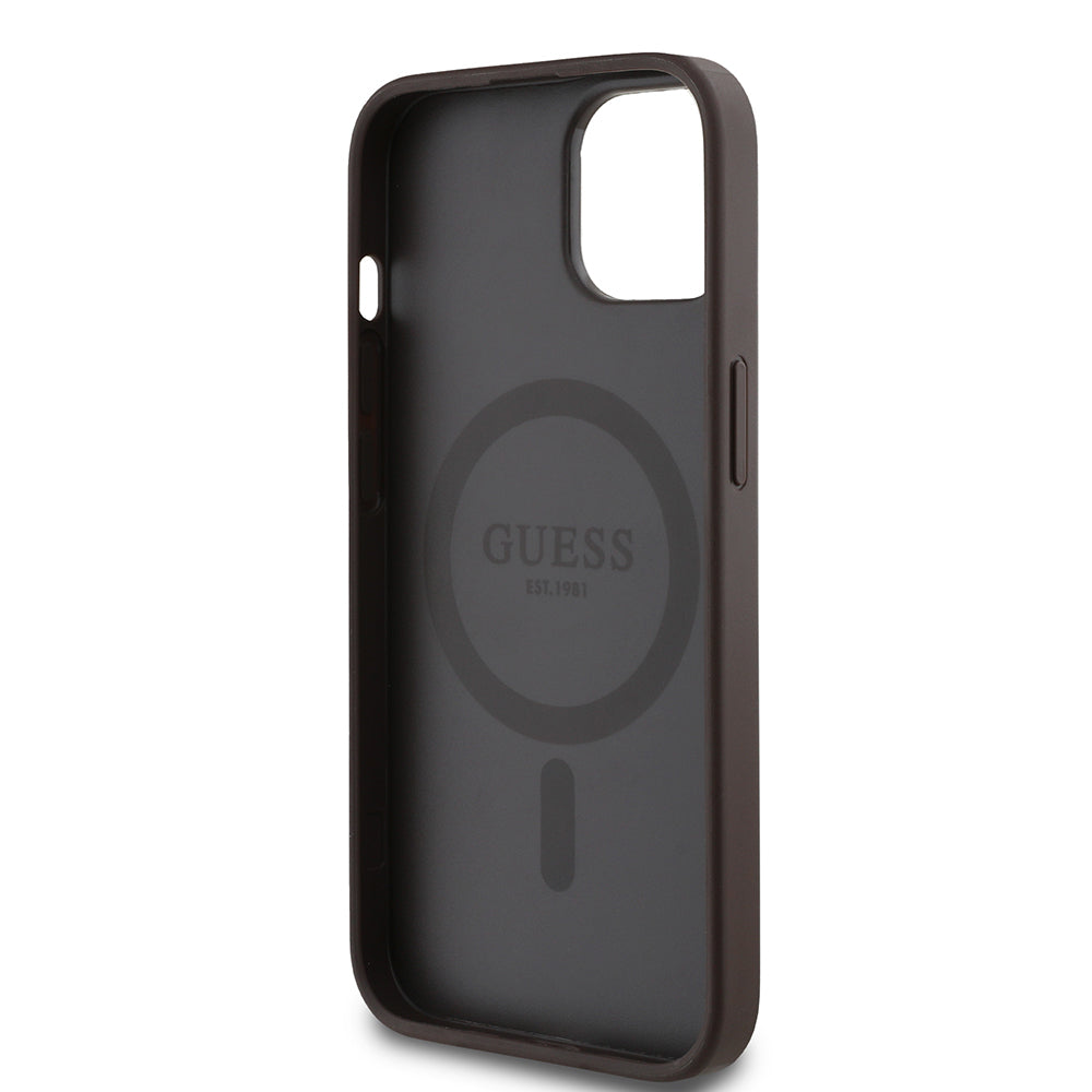 iPhone 14 Kılıf Guess Orjinal Lisanslı M-safe Şarj Özellikli Yazı Logolu Circle Classic Kapak