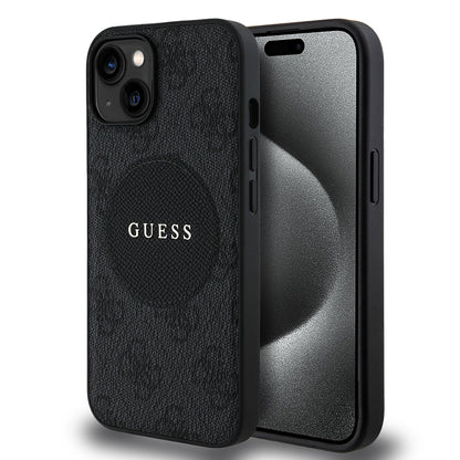 iPhone 14 Kılıf Guess Orjinal Lisanslı M-safe Şarj Özellikli Yazı Logolu Circle Classic Kapak
