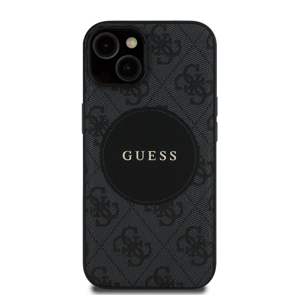 iPhone 14 Kılıf Guess Orjinal Lisanslı M-safe Şarj Özellikli Yazı Logolu Circle Classic Kapak