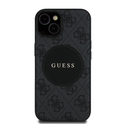 iPhone 14 Kılıf Guess Orjinal Lisanslı M-safe Şarj Özellikli Yazı Logolu Circle Classic Kapak