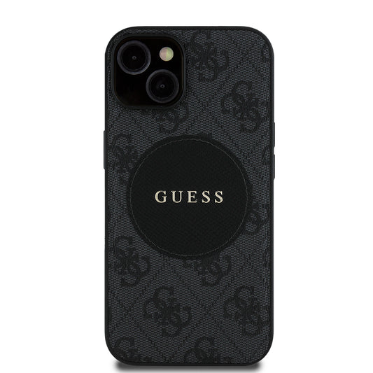 iPhone 14 Kılıf Guess Orjinal Lisanslı M-safe Şarj Özellikli Yazı Logolu Circle Classic Kapak