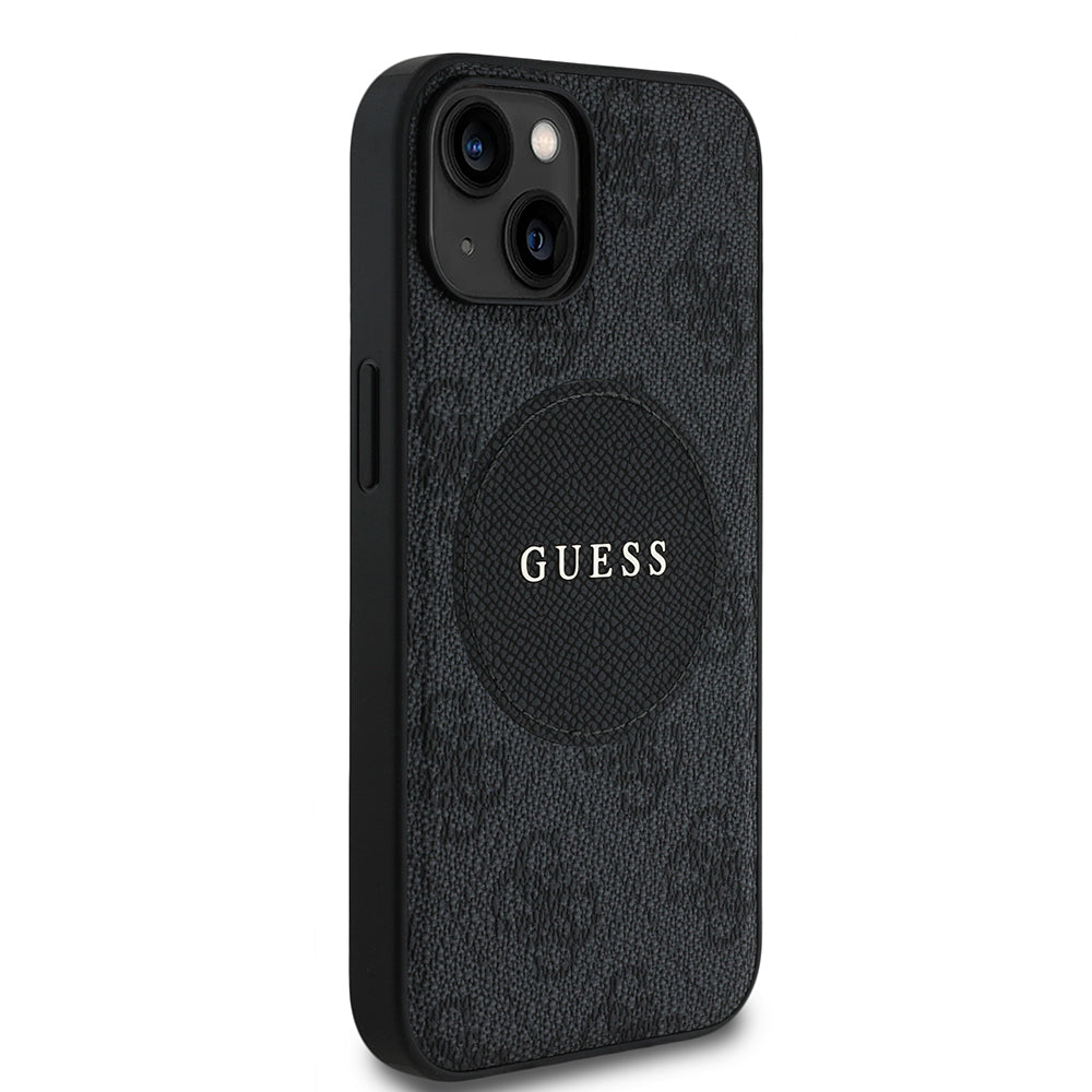 iPhone 14 Kılıf Guess Orjinal Lisanslı M-safe Şarj Özellikli Yazı Logolu Circle Classic Kapak