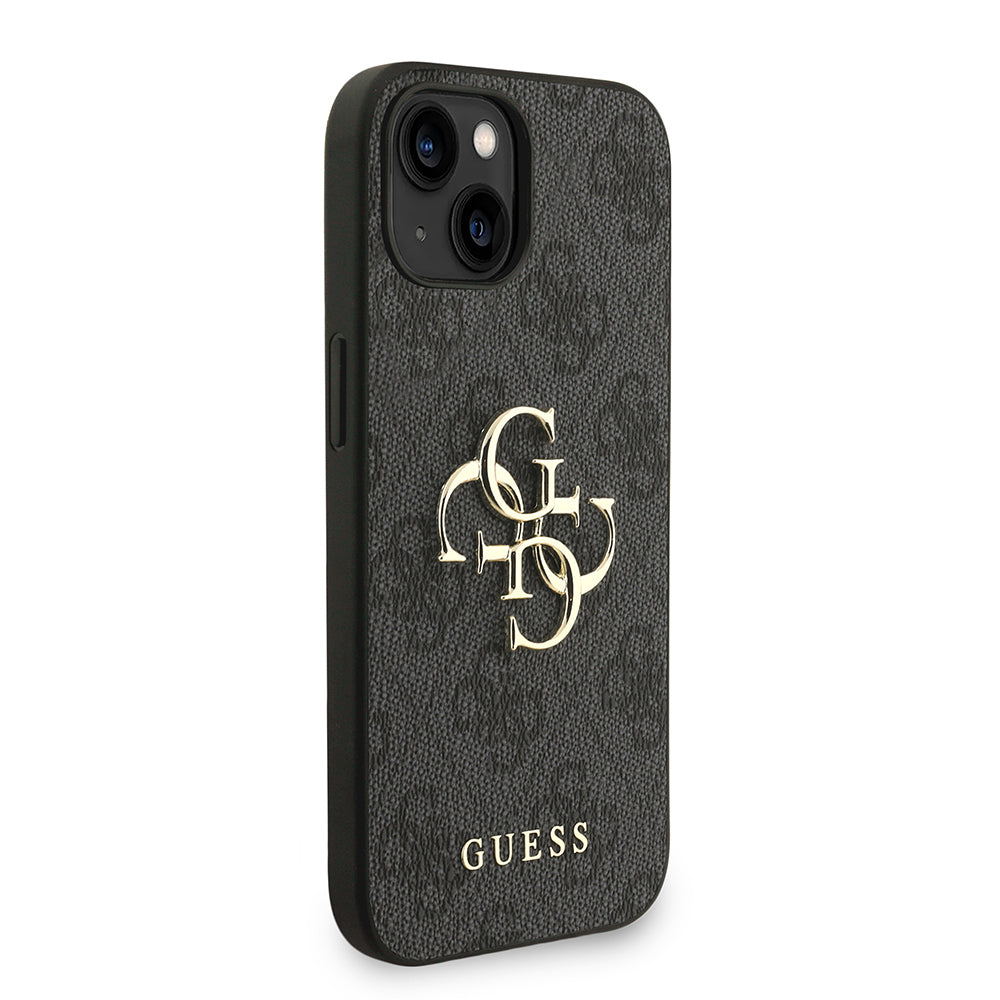 iPhone 14 Kılıf Guess Orjinal Lisanslı PU Deri Bilek Askı İpli Metal Büyük 4G ve Yazı Logolu Kapak