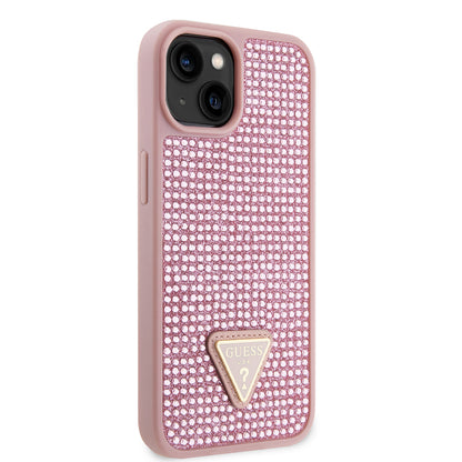 iPhone 14 Kılıf Guess Orjinal Lisanslı Taşlı Arka Yüzey Üçgen Logolu Kapak