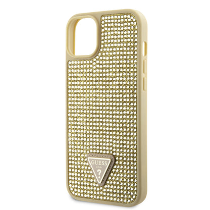 iPhone 14 Kılıf Guess Orjinal Lisanslı Taşlı Arka Yüzey Üçgen Logolu Kapak