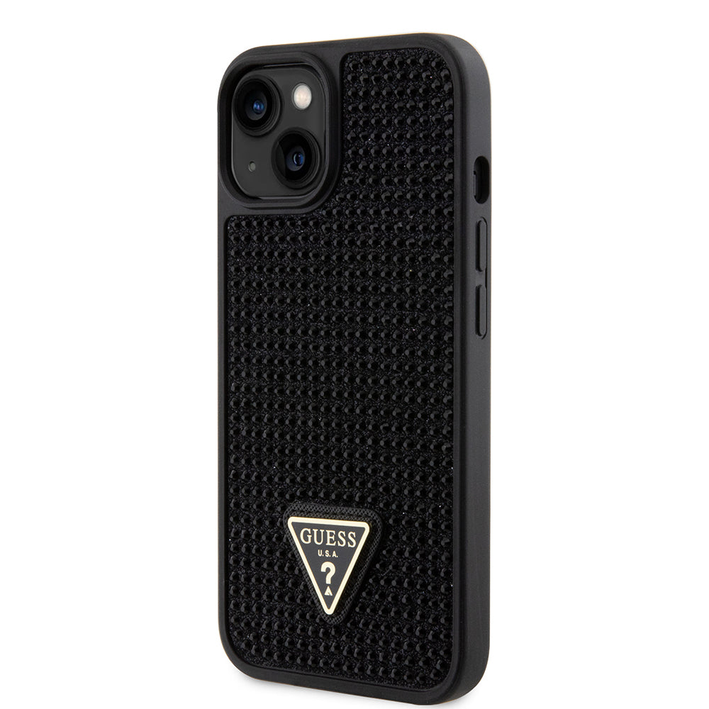 iPhone 14 Kılıf Guess Orjinal Lisanslı Taşlı Arka Yüzey Üçgen Logolu Kapak