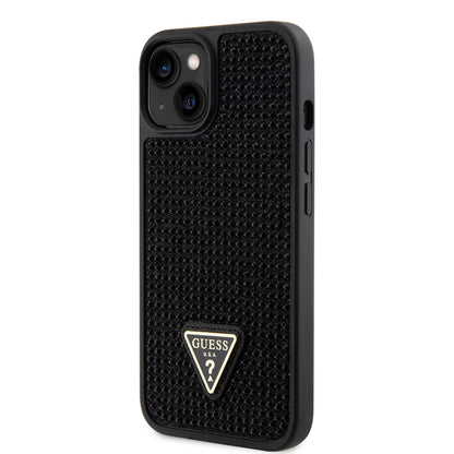 iPhone 14 Kılıf Guess Orjinal Lisanslı Taşlı Arka Yüzey Üçgen Logolu Kapak