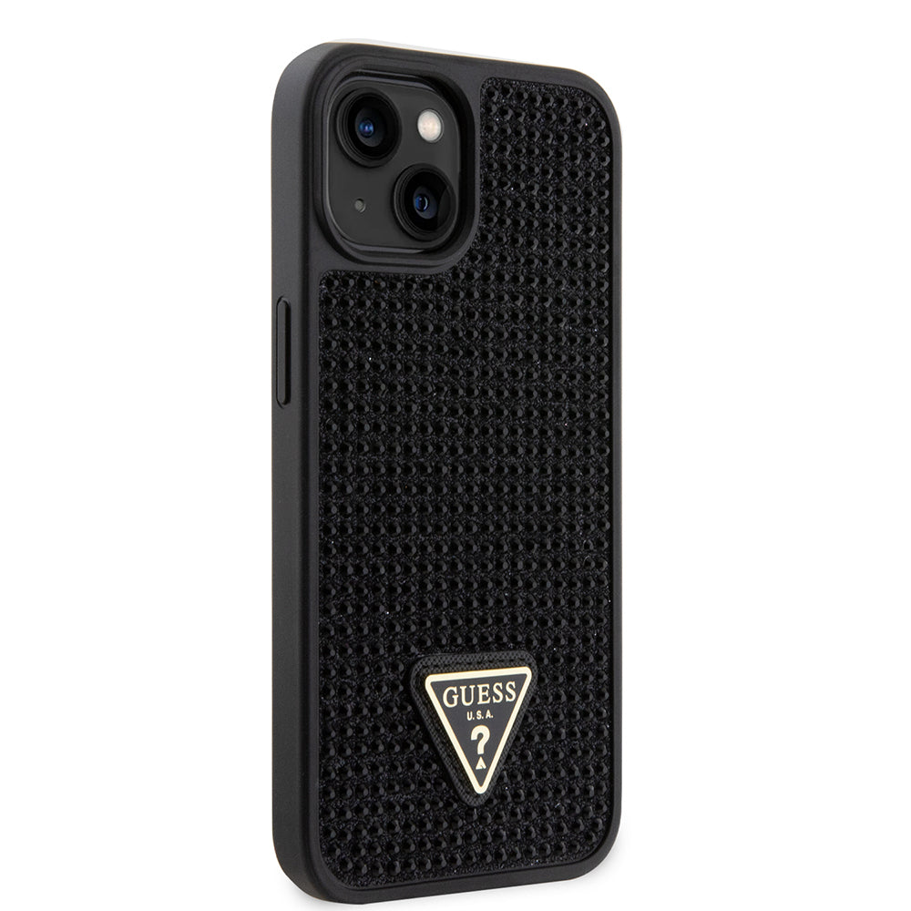 iPhone 14 Kılıf Guess Orjinal Lisanslı Taşlı Arka Yüzey Üçgen Logolu Kapak