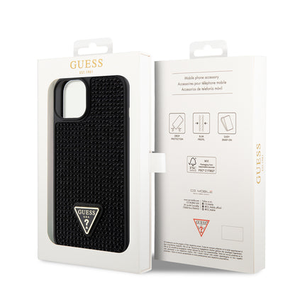 iPhone 14 Kılıf Guess Orjinal Lisanslı Taşlı Arka Yüzey Üçgen Logolu Kapak