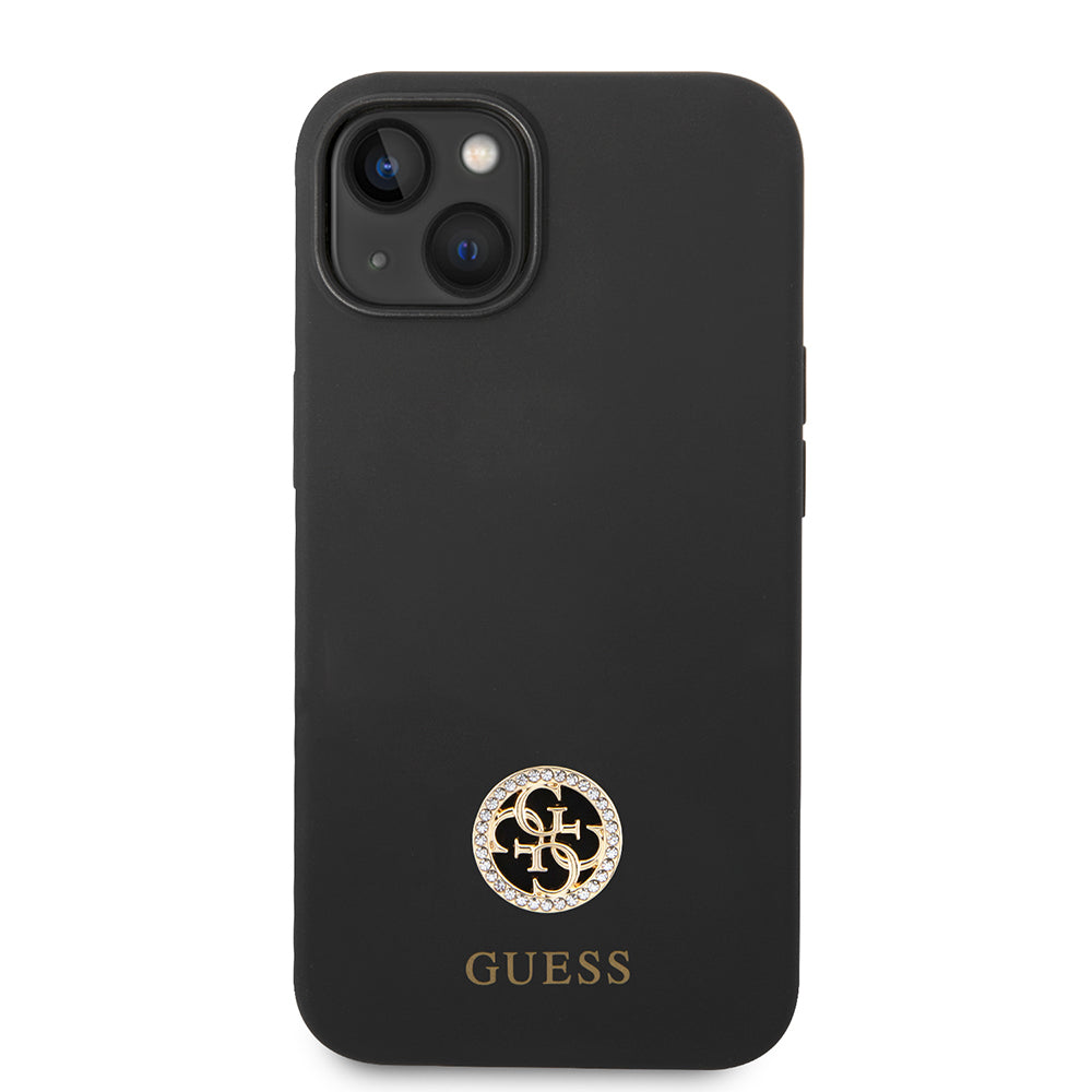 iPhone 14 Kılıf Guess Orjinal Lisanslı Yazı ve Taşlı 4G Logolu Silikon Kapak
