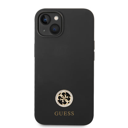 iPhone 14 Kılıf Guess Orjinal Lisanslı Yazı ve Taşlı 4G Logolu Silikon Kapak