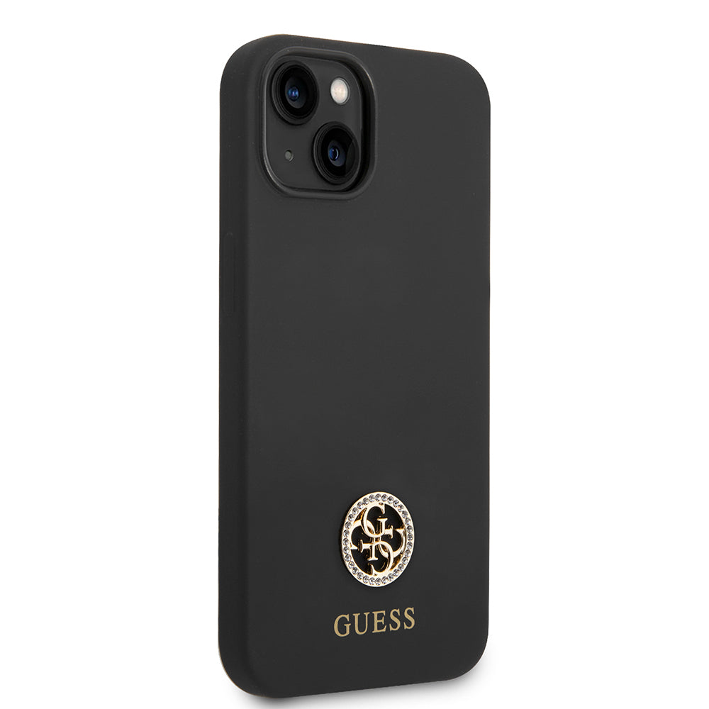 iPhone 14 Kılıf Guess Orjinal Lisanslı Yazı ve Taşlı 4G Logolu Silikon Kapak