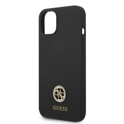 iPhone 14 Kılıf Guess Orjinal Lisanslı Yazı ve Taşlı 4G Logolu Silikon Kapak