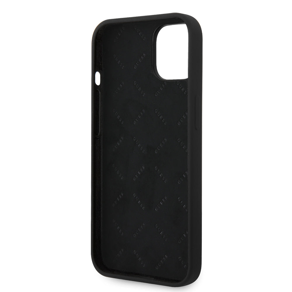 iPhone 14 Kılıf Guess Orjinal Lisanslı Yazı ve Taşlı 4G Logolu Silikon Kapak